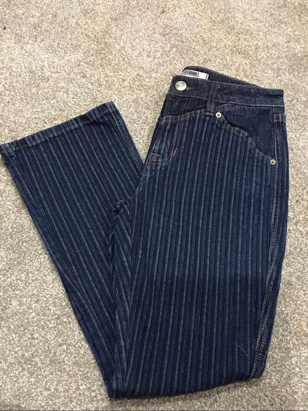 Striped Navy Straight Leg Jeans